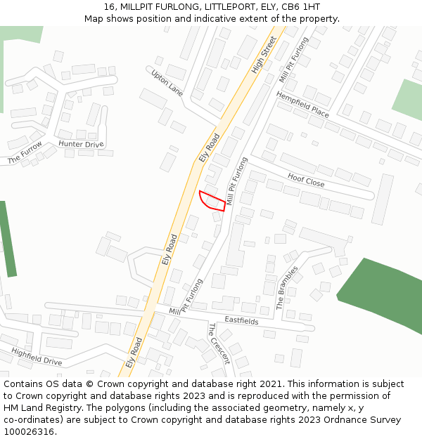 16, MILLPIT FURLONG, LITTLEPORT, ELY, CB6 1HT: Location map and indicative extent of plot