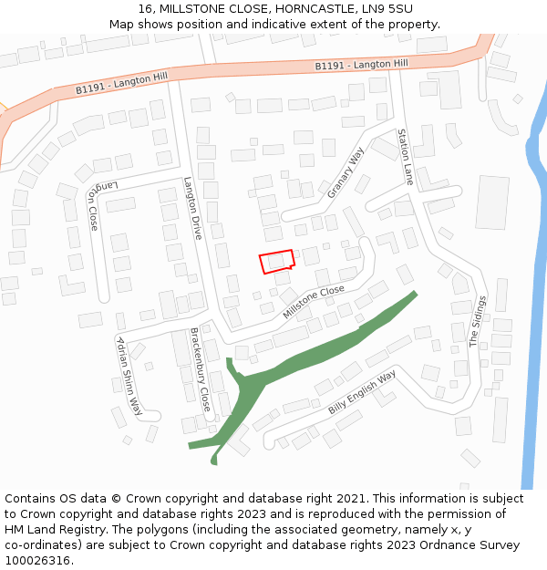 16, MILLSTONE CLOSE, HORNCASTLE, LN9 5SU: Location map and indicative extent of plot