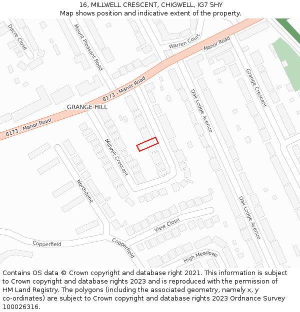 16, MILLWELL CRESCENT, CHIGWELL, IG7 5HY: Location map and indicative extent of plot