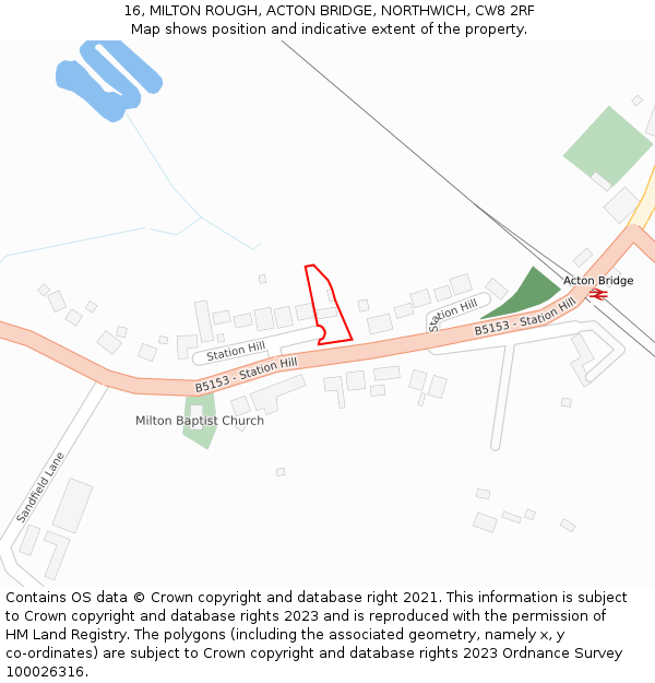 16, MILTON ROUGH, ACTON BRIDGE, NORTHWICH, CW8 2RF: Location map and indicative extent of plot