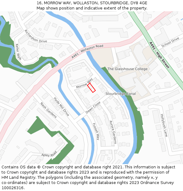16, MORROW WAY, WOLLASTON, STOURBRIDGE, DY8 4GE: Location map and indicative extent of plot