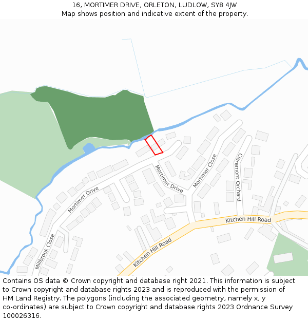 16, MORTIMER DRIVE, ORLETON, LUDLOW, SY8 4JW: Location map and indicative extent of plot