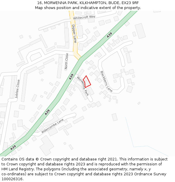 16, MORWENNA PARK, KILKHAMPTON, BUDE, EX23 9RF: Location map and indicative extent of plot