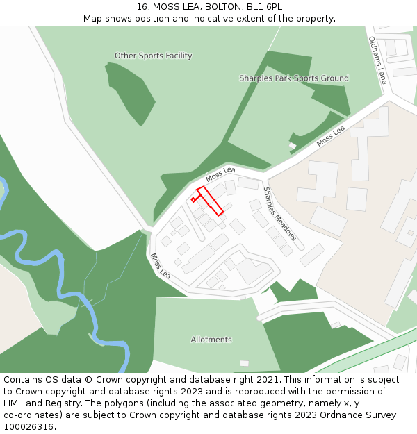 16, MOSS LEA, BOLTON, BL1 6PL: Location map and indicative extent of plot