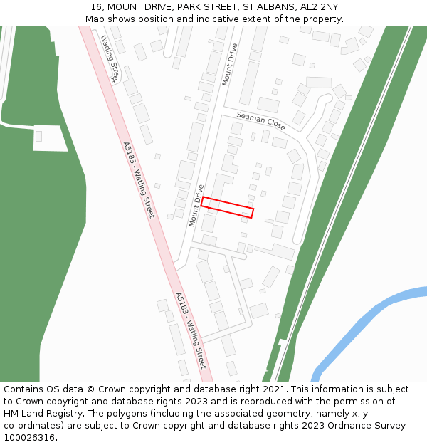 16, MOUNT DRIVE, PARK STREET, ST ALBANS, AL2 2NY: Location map and indicative extent of plot