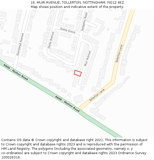 16, MUIR AVENUE, TOLLERTON, NOTTINGHAM, NG12 4EZ: Location map and indicative extent of plot