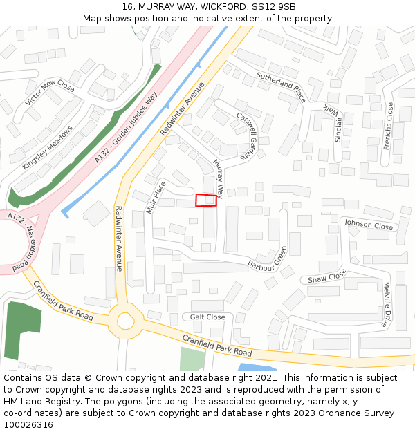 16, MURRAY WAY, WICKFORD, SS12 9SB: Location map and indicative extent of plot