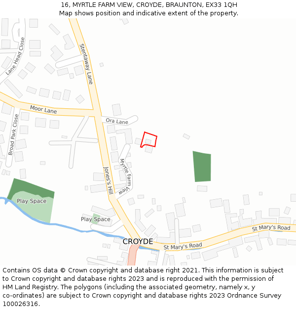 16, MYRTLE FARM VIEW, CROYDE, BRAUNTON, EX33 1QH: Location map and indicative extent of plot