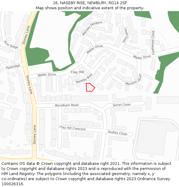 16, NASEBY RISE, NEWBURY, RG14 2SF: Location map and indicative extent of plot