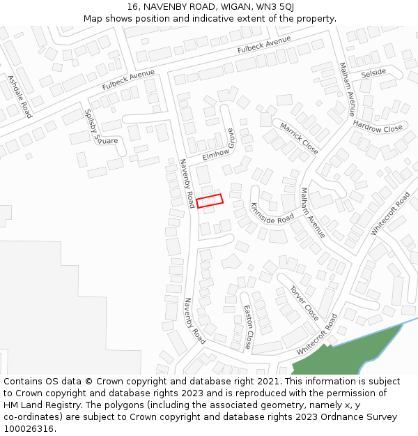 16, NAVENBY ROAD, WIGAN, WN3 5QJ: Location map and indicative extent of plot
