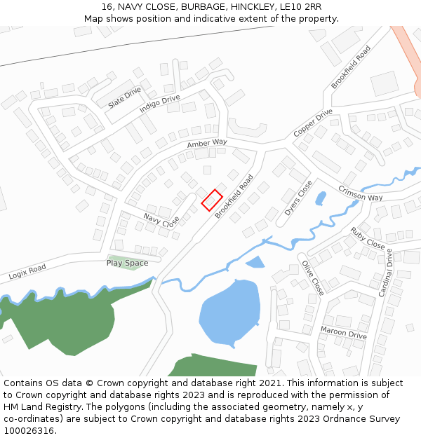 16, NAVY CLOSE, BURBAGE, HINCKLEY, LE10 2RR: Location map and indicative extent of plot