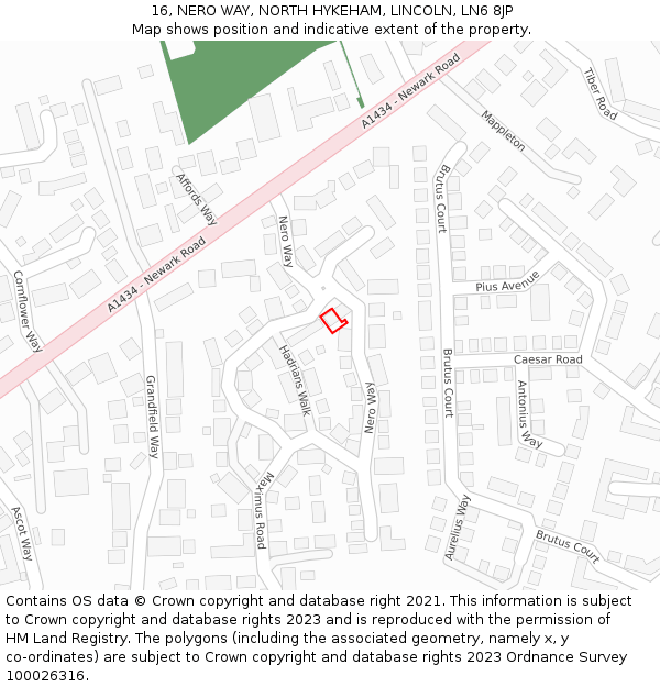 16, NERO WAY, NORTH HYKEHAM, LINCOLN, LN6 8JP: Location map and indicative extent of plot