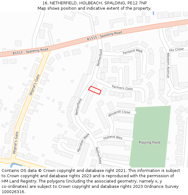16, NETHERFIELD, HOLBEACH, SPALDING, PE12 7NP: Location map and indicative extent of plot