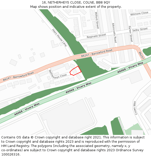 16, NETHERHEYS CLOSE, COLNE, BB8 9QY: Location map and indicative extent of plot