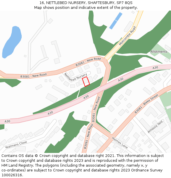 16, NETTLEBED NURSERY, SHAFTESBURY, SP7 8QS: Location map and indicative extent of plot