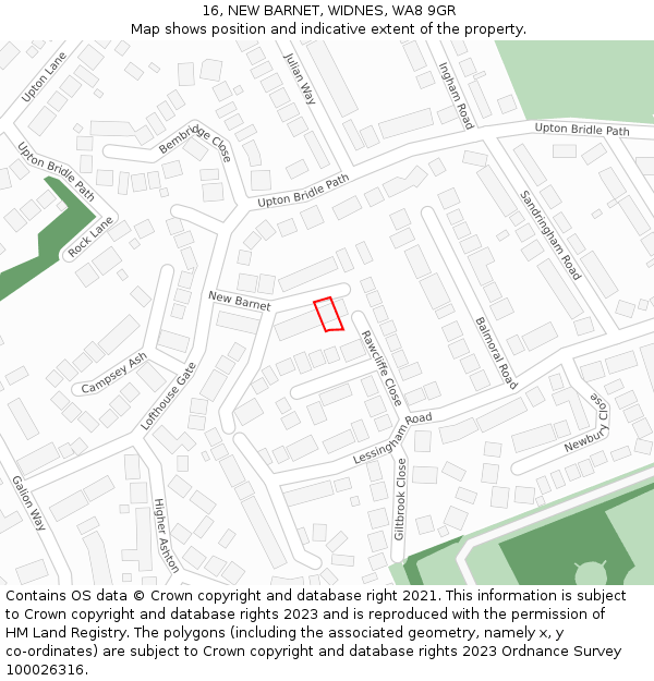 16, NEW BARNET, WIDNES, WA8 9GR: Location map and indicative extent of plot