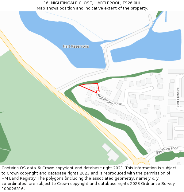 16, NIGHTINGALE CLOSE, HARTLEPOOL, TS26 0HL: Location map and indicative extent of plot