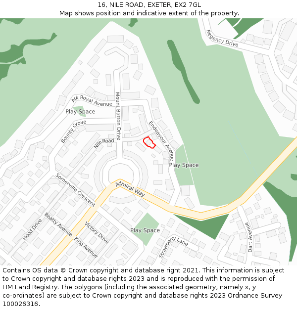 16, NILE ROAD, EXETER, EX2 7GL: Location map and indicative extent of plot