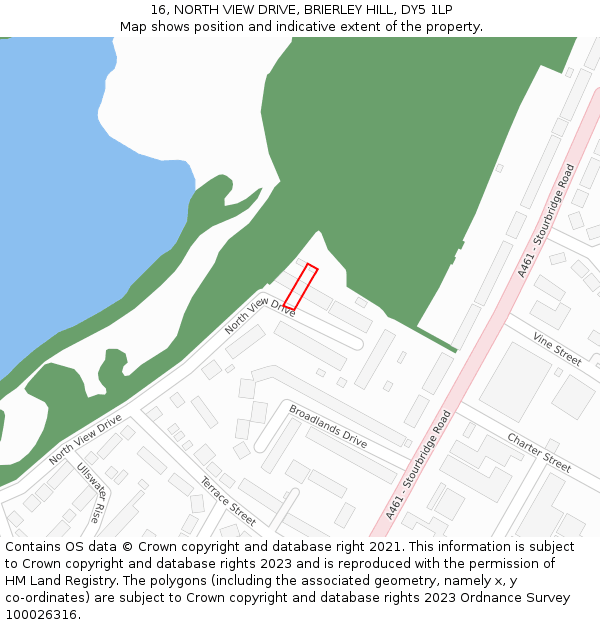 16, NORTH VIEW DRIVE, BRIERLEY HILL, DY5 1LP: Location map and indicative extent of plot