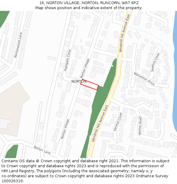 16, NORTON VILLAGE, NORTON, RUNCORN, WA7 6PZ: Location map and indicative extent of plot