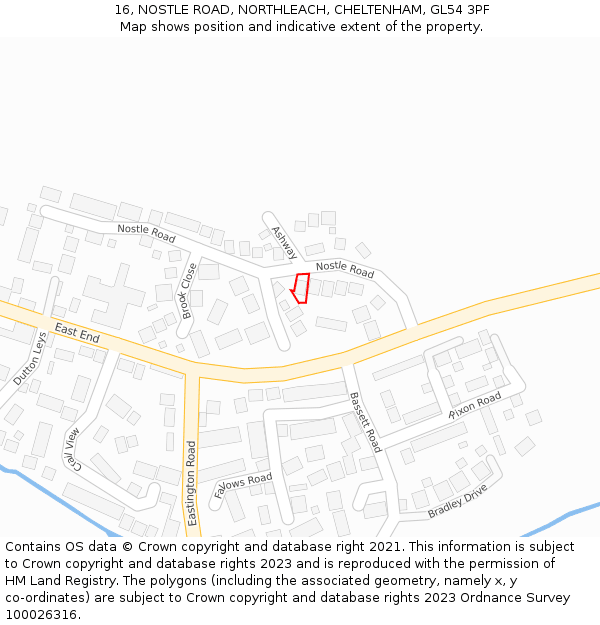 16, NOSTLE ROAD, NORTHLEACH, CHELTENHAM, GL54 3PF: Location map and indicative extent of plot