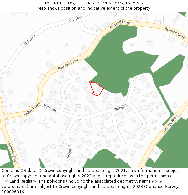 16, NUTFIELDS, IGHTHAM, SEVENOAKS, TN15 9EA: Location map and indicative extent of plot