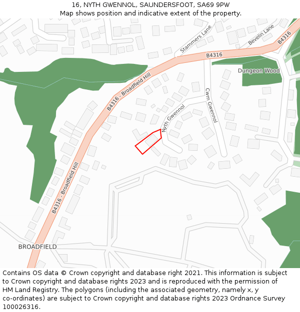 16, NYTH GWENNOL, SAUNDERSFOOT, SA69 9PW: Location map and indicative extent of plot