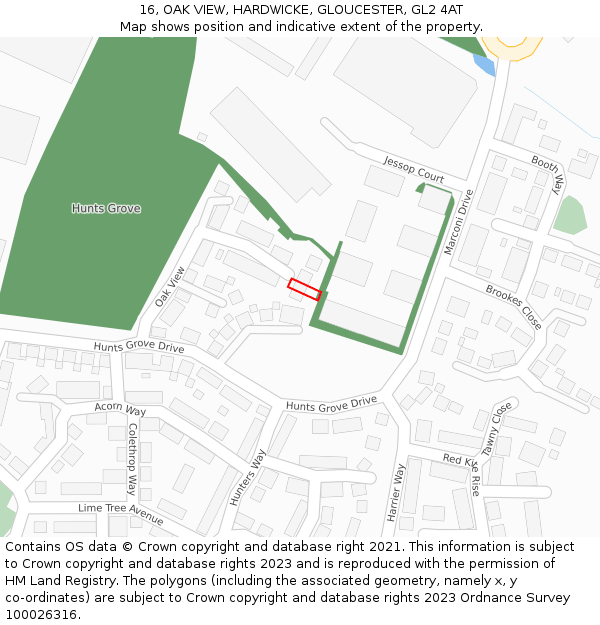 16, OAK VIEW, HARDWICKE, GLOUCESTER, GL2 4AT: Location map and indicative extent of plot