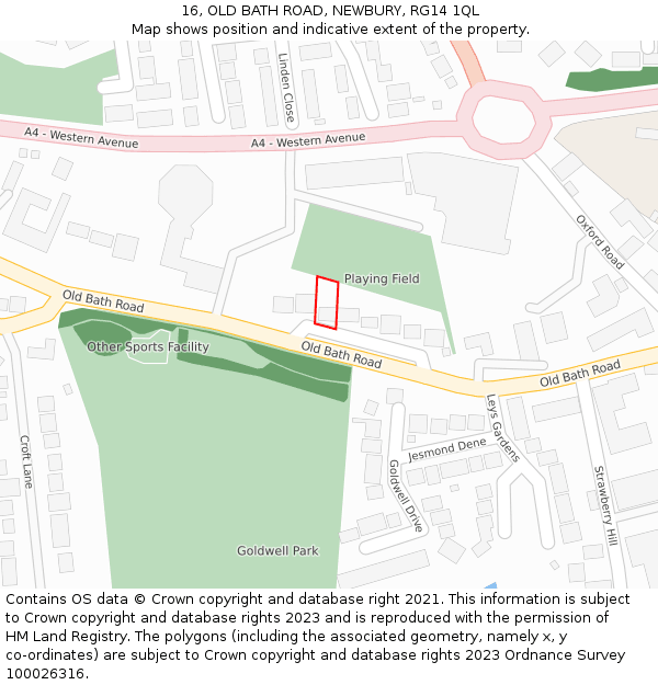 16, OLD BATH ROAD, NEWBURY, RG14 1QL: Location map and indicative extent of plot