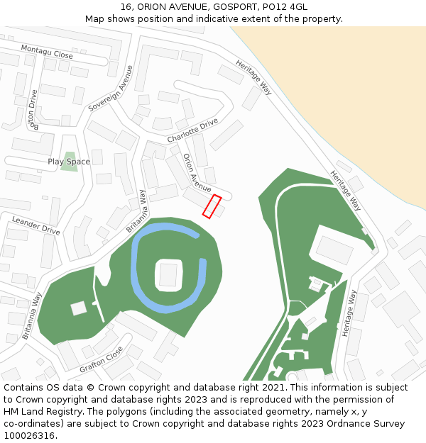 16, ORION AVENUE, GOSPORT, PO12 4GL: Location map and indicative extent of plot