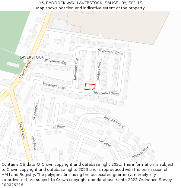 16, PADDOCK WAY, LAVERSTOCK, SALISBURY, SP1 1SJ: Location map and indicative extent of plot