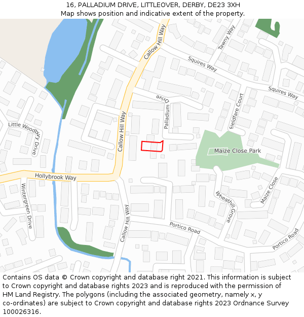 16, PALLADIUM DRIVE, LITTLEOVER, DERBY, DE23 3XH: Location map and indicative extent of plot