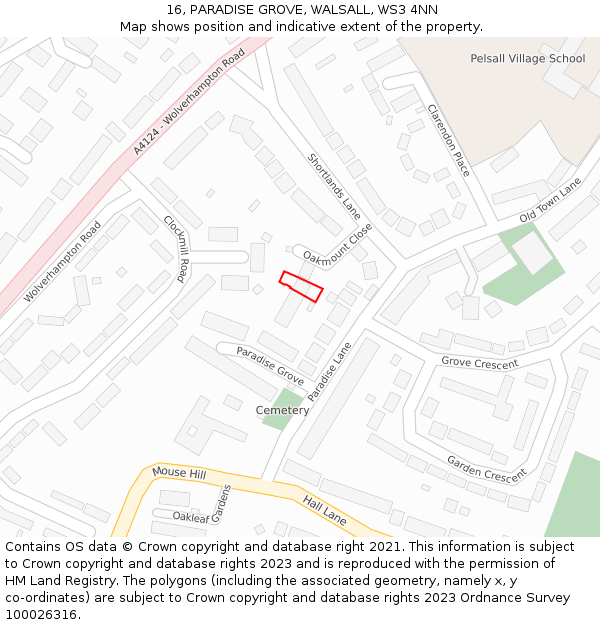 16, PARADISE GROVE, WALSALL, WS3 4NN: Location map and indicative extent of plot