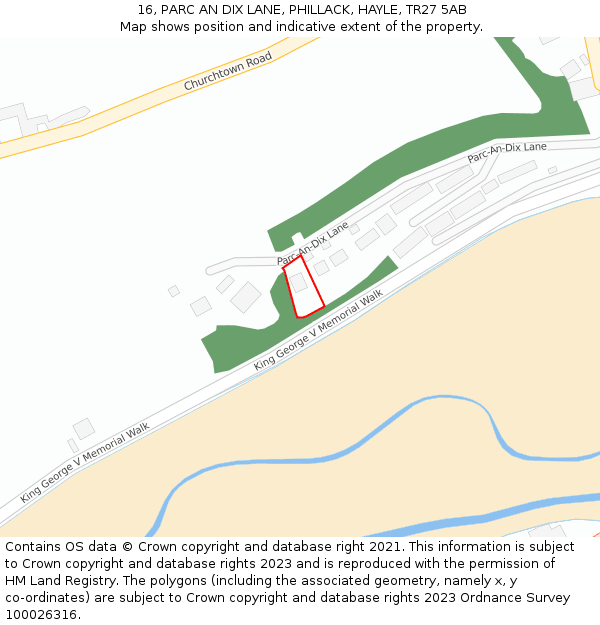 16, PARC AN DIX LANE, PHILLACK, HAYLE, TR27 5AB: Location map and indicative extent of plot