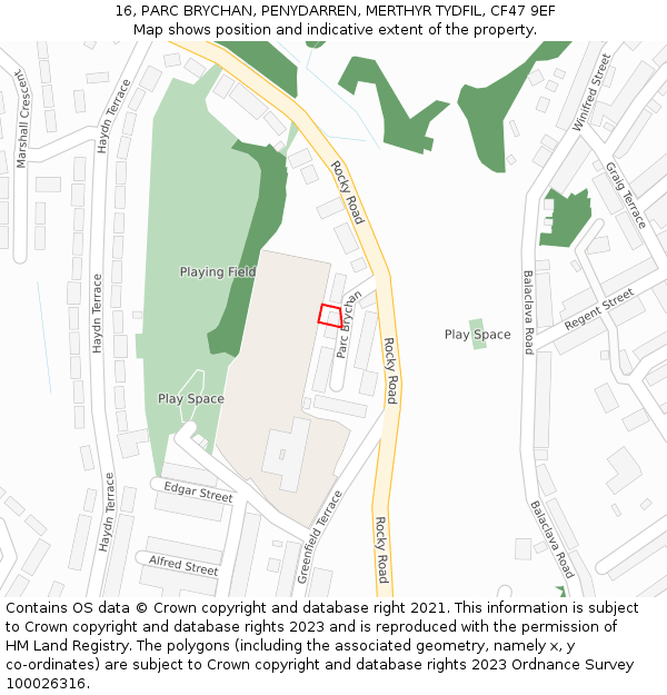 16, PARC BRYCHAN, PENYDARREN, MERTHYR TYDFIL, CF47 9EF: Location map and indicative extent of plot