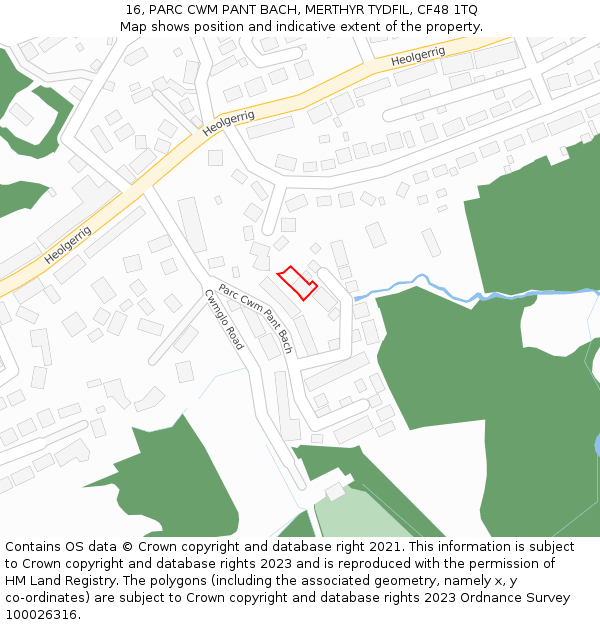 16, PARC CWM PANT BACH, MERTHYR TYDFIL, CF48 1TQ: Location map and indicative extent of plot