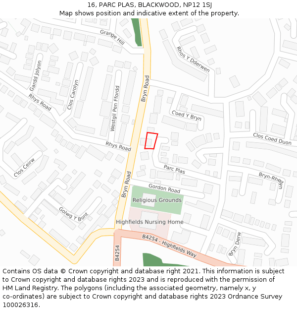 16, PARC PLAS, BLACKWOOD, NP12 1SJ: Location map and indicative extent of plot