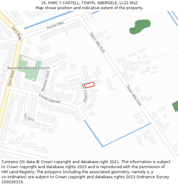 16, PARC Y CASTELL, TOWYN, ABERGELE, LL22 9NZ: Location map and indicative extent of plot