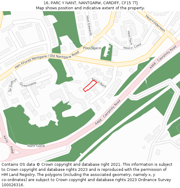 16, PARC Y NANT, NANTGARW, CARDIFF, CF15 7TJ: Location map and indicative extent of plot