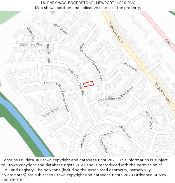 16, PARK WAY, ROGERSTONE, NEWPORT, NP10 9NQ: Location map and indicative extent of plot