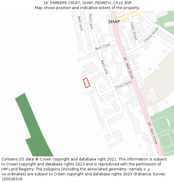 16, PARKERS CROFT, SHAP, PENRITH, CA10 3NP: Location map and indicative extent of plot