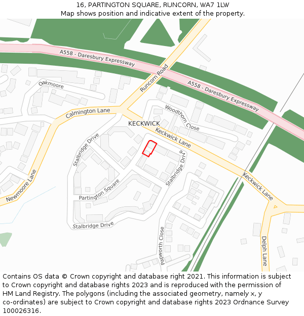 16, PARTINGTON SQUARE, RUNCORN, WA7 1LW: Location map and indicative extent of plot