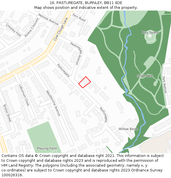 16, PASTUREGATE, BURNLEY, BB11 4DE: Location map and indicative extent of plot