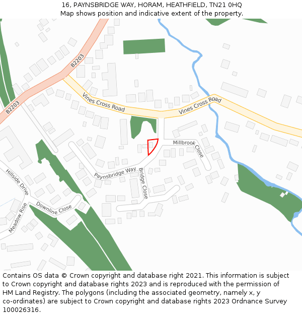 16, PAYNSBRIDGE WAY, HORAM, HEATHFIELD, TN21 0HQ: Location map and indicative extent of plot