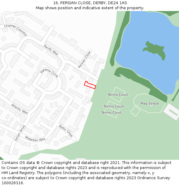 16, PERSIAN CLOSE, DERBY, DE24 1AS: Location map and indicative extent of plot