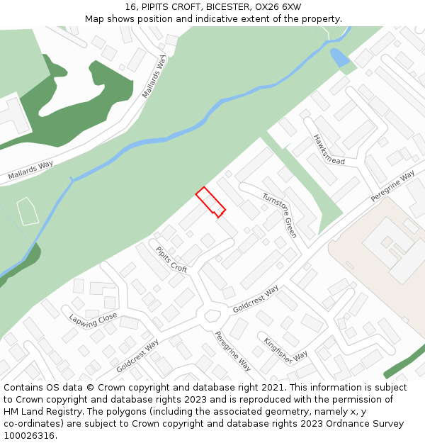 16, PIPITS CROFT, BICESTER, OX26 6XW: Location map and indicative extent of plot