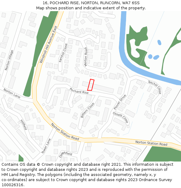 16, POCHARD RISE, NORTON, RUNCORN, WA7 6SS: Location map and indicative extent of plot