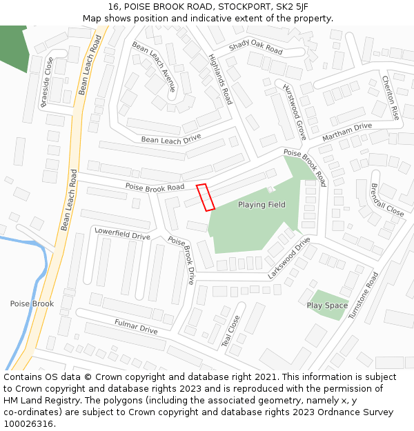 16, POISE BROOK ROAD, STOCKPORT, SK2 5JF: Location map and indicative extent of plot