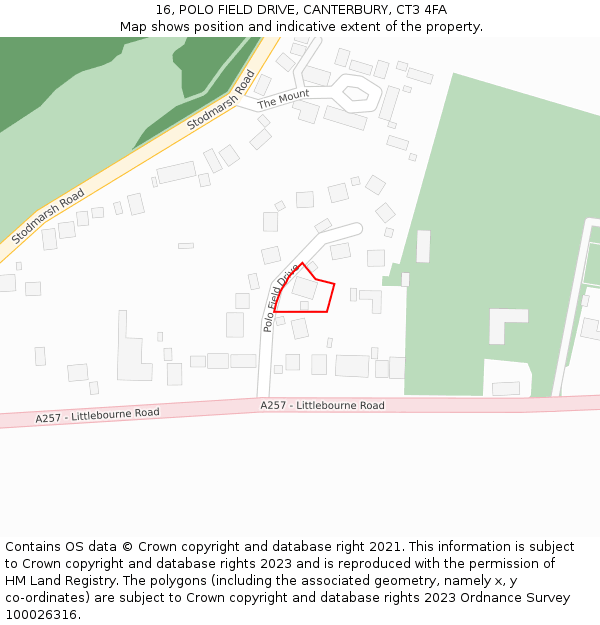 16, POLO FIELD DRIVE, CANTERBURY, CT3 4FA: Location map and indicative extent of plot