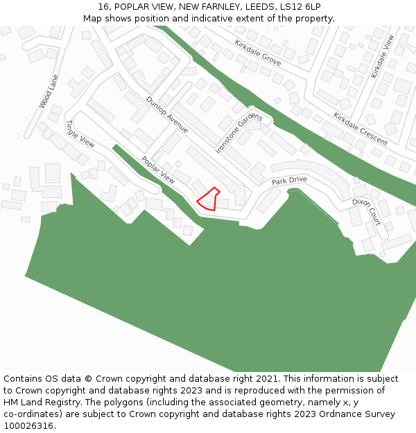16, POPLAR VIEW, NEW FARNLEY, LEEDS, LS12 6LP: Location map and indicative extent of plot